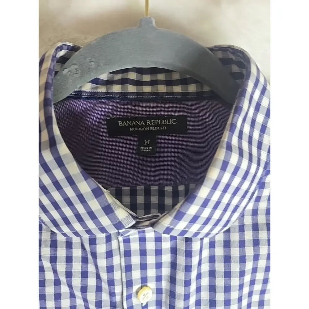 Banana Republic Dress Shirt Mens Medium Non Iron Slim Fit Office Work Formal